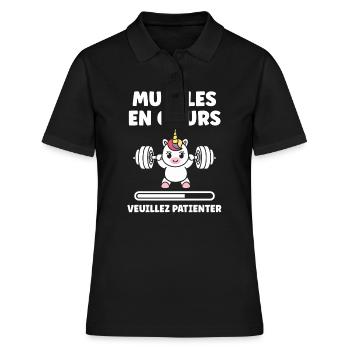 Humour musculation - Polo Femme - noir - Devant - Ailine (174cm)