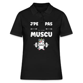 Humour musculation - Polo Femme - noir - Devant - Ailine (174cm)