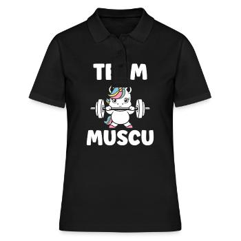 Humour musculation - Polo Femme - noir - Devant - Ailine (174cm)