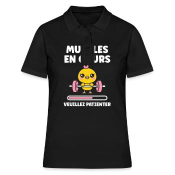 Animaux Humour musculation - Polo Femme - noir - Devant - Ailine (174cm)