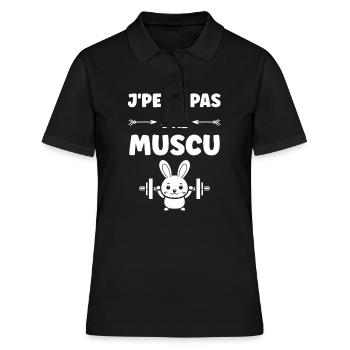 Animaux Humour musculation - Polo Femme - noir - Devant - Ailine (174cm)