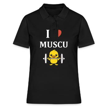 Animaux Humour musculation - Polo Femme - noir - Devant - Ailine (174cm)