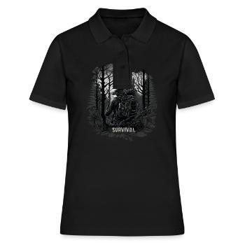 Survival Ausrüstung Pfadfinder Natur Survival-Fan - Frauen Polo Shirt - Schwarz - Vorne - Ailine (174cm)