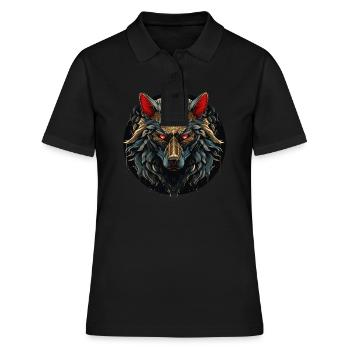 Geschenk Wikinger Wolf Krafttier Schamane Odin - Frauen Polo Shirt - Schwarz - Vorne - Ailine (174cm)