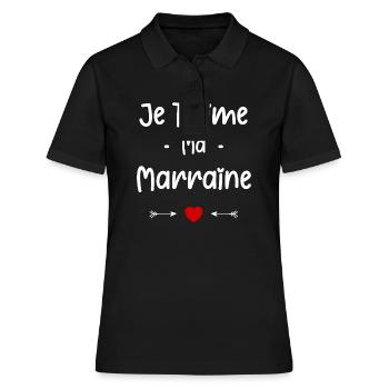 Je t'aime ma Marraine - Polo Femme - noir - Devant - Ailine (174cm)