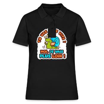 je vais plus loin humour sticker camping car - Polo Femme - noir - Devant - Ailine (174cm)