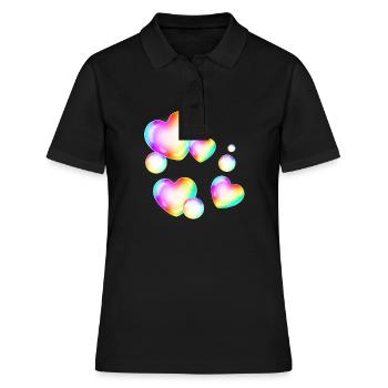 colorful soap bubbles heart shape - Women's Polo Shirt - black - Front - Ailine (174cm)