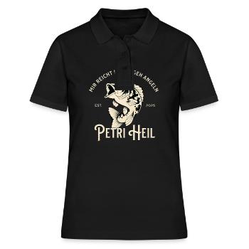 J’en ai assez, je vais à la pêche - Petri Heil - Polo Femme - noir - Devant - Ailine (174cm)