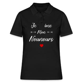 je t'aime mon Nounours - Polo Femme - noir - Devant - Ailine (174cm)