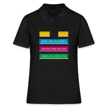 Sie sind natürlich und silikonfrei 4 - Frauen Polo Shirt - Schwarz - Vorne - Ailine (174cm)