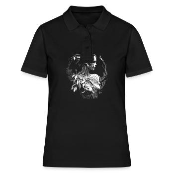 Surrealistischer Oberkörper einer Frau - Frauen Polo Shirt - Schwarz - Vorne - Ailine (174cm)