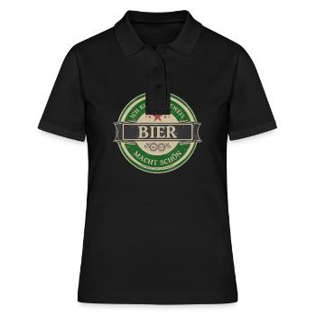 JE SUIS LA PREUVE QUE LA BIÈRE VOUS REND BELLE - Polo Femme - noir - Devant - Ailine (174cm)