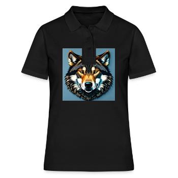 Standard-Wolf-Porträt - Frauen Polo Shirt - Schwarz - Vorne - Ailine (174cm)