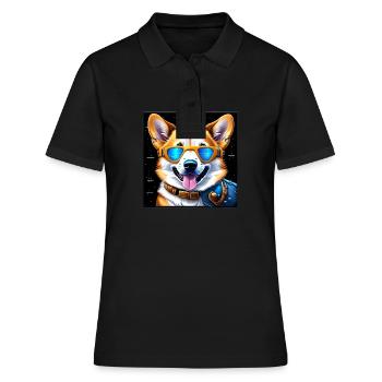Corgi futuriste - Polo Femme - noir - Devant - Ailine (174cm)