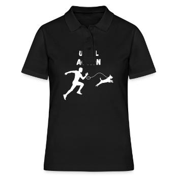 Lustiger Hundespaziergang - Frauen Polo Shirt - Schwarz - Vorne - Ailine (174cm)