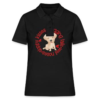 Cute Golden Labrador, sloppy kisses - Women's Polo Shirt - black - Front - Ailine (174cm)