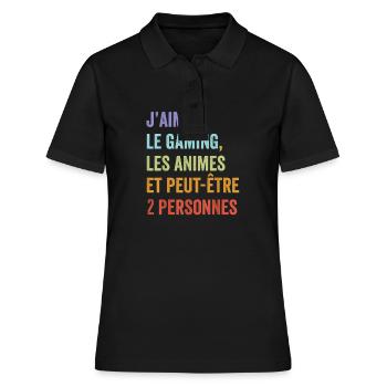 Humour jeux video homme Gamer Geek Anime Japonais - Polo Femme - noir - Devant - Ailine (174cm)