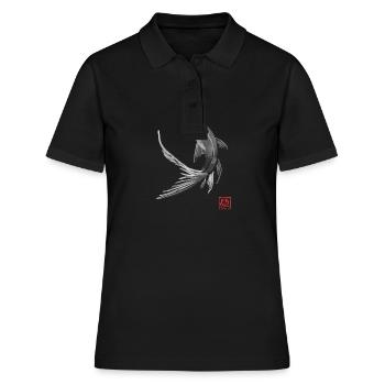 carp koi black - Polo Femme - noir - Devant - Ailine (174cm)