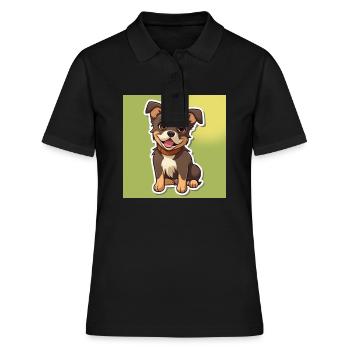 Hund Cartoon 8 - Frauen Polo Shirt - Schwarz - Vorne - Ailine (174cm)