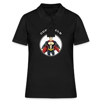 Superheld - Frauen Polo Shirt - Schwarz - Vorne - Ailine (174cm)