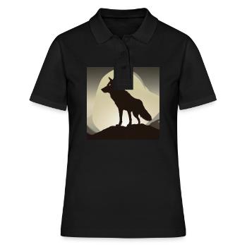 Wolf Silhouette - Frauen Polo Shirt - Schwarz - Vorne - Ailine (174cm)