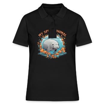 Dugong Mon animal spirituel J’aime les lamantins - Polo Femme - noir - Devant - Ailine (174cm)