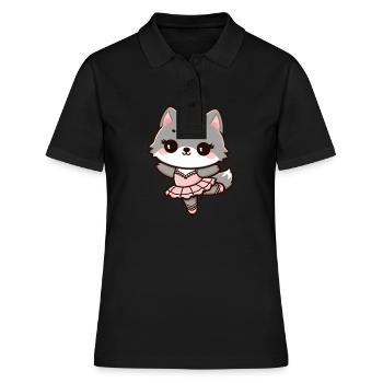 Cute little ballerina wolf - Women's Polo Shirt - black - Front - Ailine (174cm)