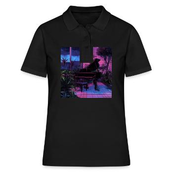 Plantes et musique - Impression de mode de haute qualité - Polo Femme - noir - Devant - Ailine (174cm)