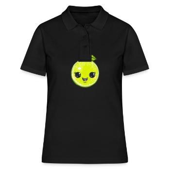 Citron vert heureux dans le style de dessin animé vert - Polo Femme - noir - Devant - Ailine (174cm)