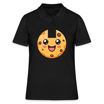 Lustiger Keks Comic - Frauen Polo Shirt - Schwarz - Vorne - Ailine (174cm)