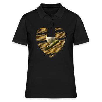 Rouge-gorge, oiseau chanteur, oiseau mignon - Polo Femme - noir - Devant - Ailine (174cm)