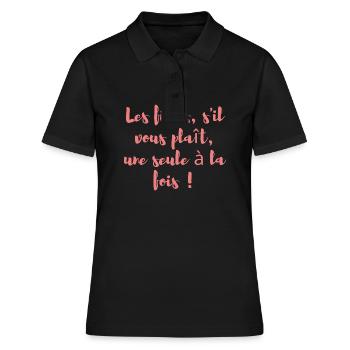 Mädels, bitte, nur eine nach der anderen! - Frauen Polo Shirt - Schwarz - Vorne - Ailine (174cm)
