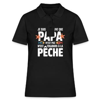 Papa Pêche Pêcheur Bébé Nourrisson Naissance - Polo Femme - noir - Devant - Ailine (174cm)