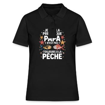 Papa Pêche Pêcheur Bébé Nourrisson Naissance - Polo Femme - noir - Devant - Ailine (174cm)