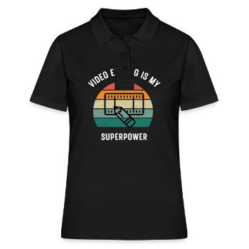 Video Editing | Superpower des Video Cutter - Frauen Polo Shirt - Schwarz - Vorne - Ailine (174cm)