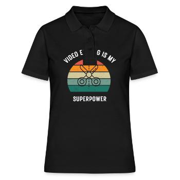 Cutter Video | Superpower - Frauen Polo Shirt - Schwarz - Vorne - Ailine (174cm)