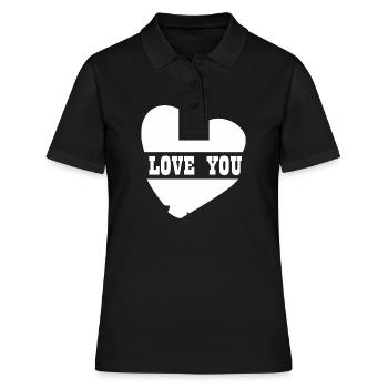 LOVE YOU - Frauen Polo Shirt - Schwarz - Vorne - Ailine (174cm)
