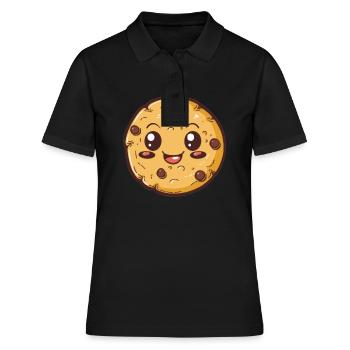 Lustiger Keks Comic - Frauen Polo Shirt - Schwarz - Vorne - Ailine (174cm)