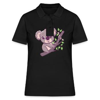 Koala heureux ours koala - Polo Femme - noir - Devant - Ailine (174cm)