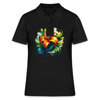 Strahlende BlüteGross - Frauen Polo Shirt - Schwarz - Vorne - Ailine (174cm)