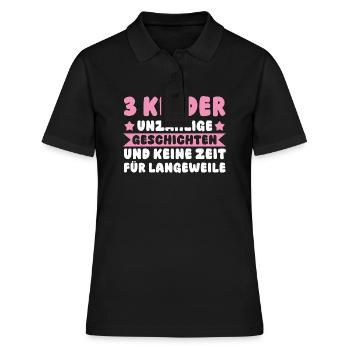 Mom of 3 children - Women's Polo Shirt - black - Front - Ailine (174cm)