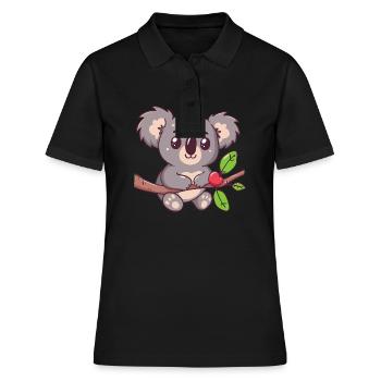 Happy koala ours koala sur bambou - Polo Femme - noir - Devant - Ailine (174cm)