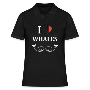 Baleines bleu Amour baleine - Polo Femme - noir - Devant - Ailine (174cm)