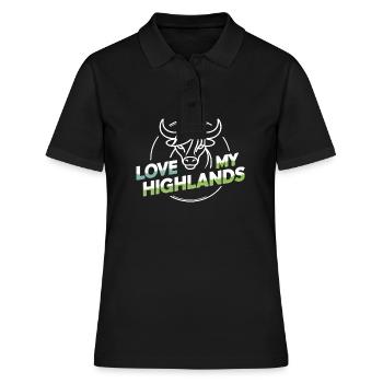 Mon bétail des Highlands J’adore Highlands - Polo Femme - noir - Devant - Ailine (174cm)