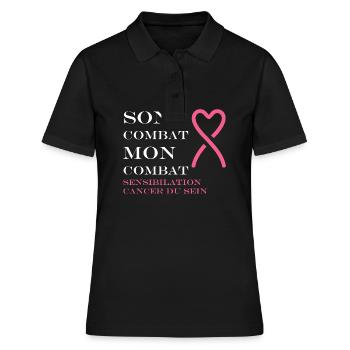 Sensibilisation cancer du sein - Polo Femme - noir - Devant - Ailine (174cm)