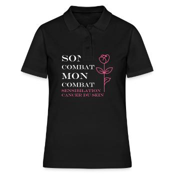 Sensibilisation cancer du sein - Polo Femme - noir - Devant - Ailine (174cm)