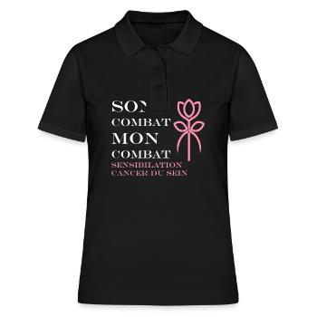 Sensibilisation cancer du sein - Polo Femme - noir - Devant - Ailine (174cm)