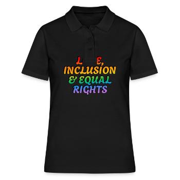 Liebe, Inklusion und Gleichberechtigung LGBT Pride Verbündeter - Frauen Polo Shirt - Schwarz - Vorne - Ailine (174cm)