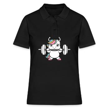 Humour musculation - Polo Femme - noir - Devant - Ailine (174cm)