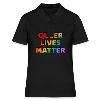 Queer lives matter LGBT Pride gay rainbow - Women's Polo Shirt - black - Front - Ailine (174cm)